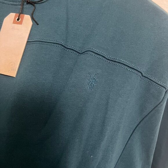 NWT All Saints Mens Sweatshirt Blue Jumper Sweater Raven Crew Ramskull Top SZ S - Picture 5 of 8